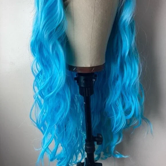 Ombre Blue Curly Lace Wig